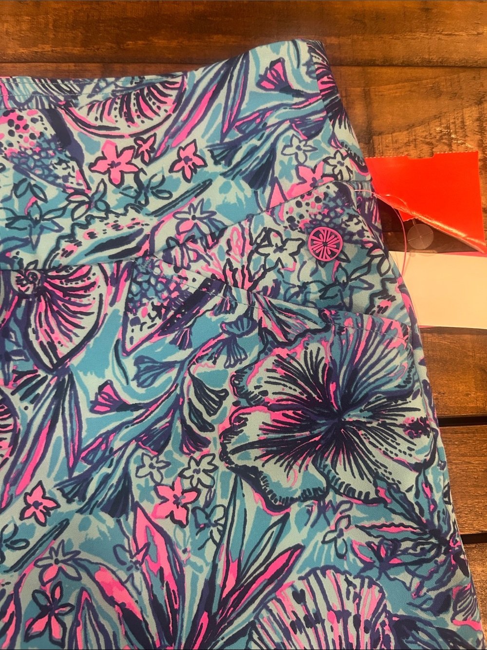 NWT Lilly Pulitzer Luxletic Turquoise, Pink & Purple Floral Bermuda Reid Shorts - Picture 2 of 8